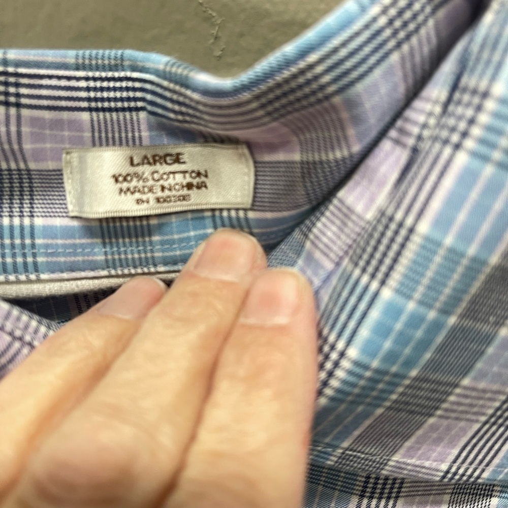 Peter Millar Blue, lavender and White Plaid Casual Shirt - Picture 3 of 5